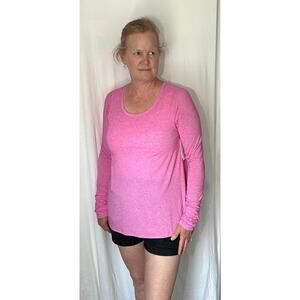 GapFit Breathe Open Back Long Sleeve T Shirt Pink Yoga Top Tee Womens L